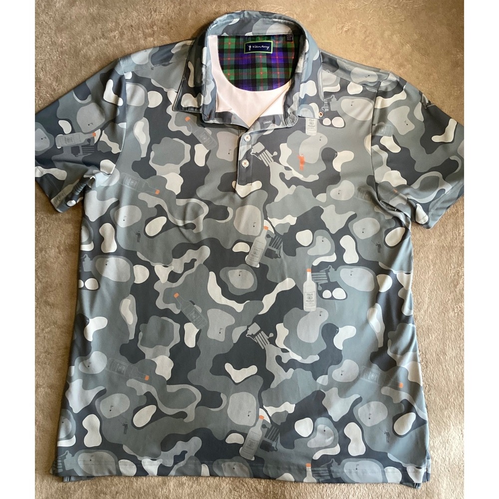 William Murray Polo Shirt Mens XL Gray Camo Tito's Vodka Golf Performance